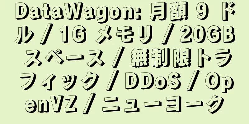 DataWagon: 月額 9 ドル / 1G メモリ / 20GB スペース / 無制限トラフィック / DDoS / OpenVZ / ニューヨーク