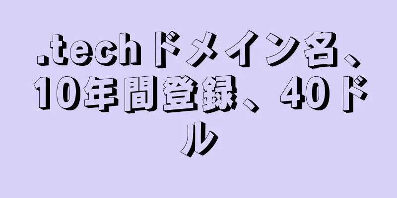 .techドメイン名、10年間登録、40ドル