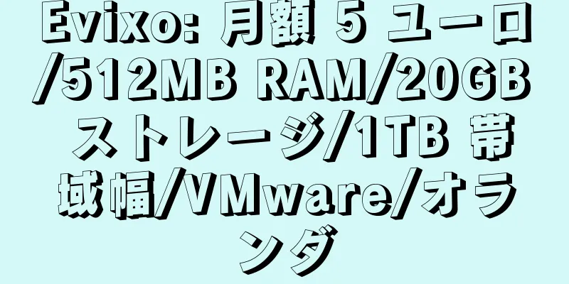 Evixo: 月額 5 ユーロ/512MB RAM/20GB ストレージ/1TB 帯域幅/VMware/オランダ