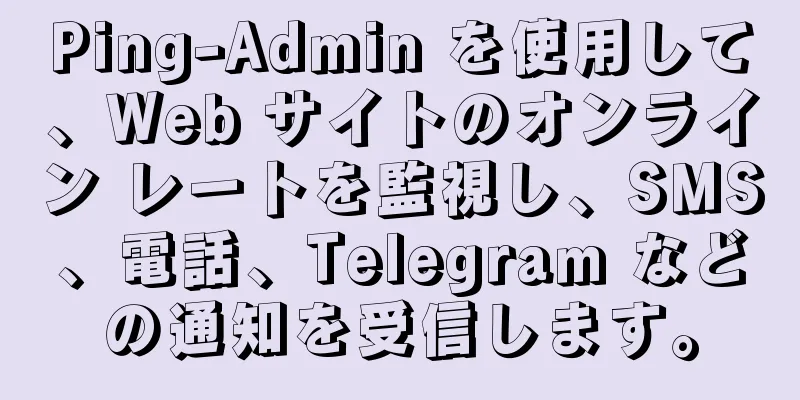 Ping-Admin を使用して、Web サイトのオンライン レートを監視し、SMS、電話、Telegram などの通知を受信します。