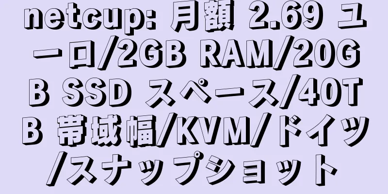 netcup: 月額 2.69 ユーロ/2GB RAM/20GB SSD スペース/40TB 帯域幅/KVM/ドイツ/スナップショット