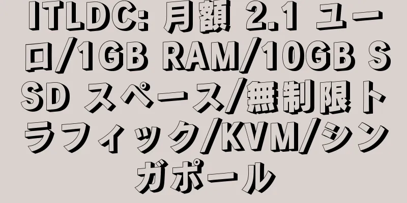 ITLDC: 月額 2.1 ユーロ/1GB RAM/10GB SSD スペース/無制限トラフィック/KVM/シンガポール