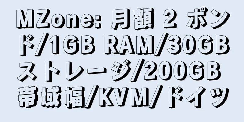 MZone: 月額 2 ポンド/1GB RAM/30GB ストレージ/200GB 帯域幅/KVM/ドイツ