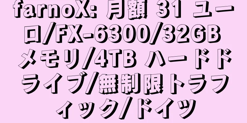 farnoX: 月額 31 ユーロ/FX-6300/32GB メモリ/4TB ハードドライブ/無制限トラフィック/ドイツ