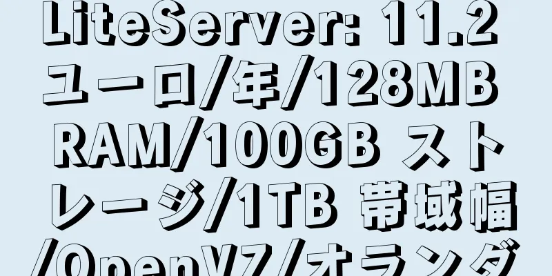 LiteServer: 11.2 ユーロ/年/128MB RAM/100GB ストレージ/1TB 帯域幅/OpenVZ/オランダ