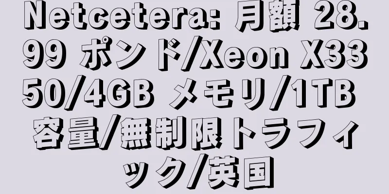 Netcetera: 月額 28.99 ポンド/Xeon X3350/4GB メモリ/1TB 容量/無制限トラフィック/英国