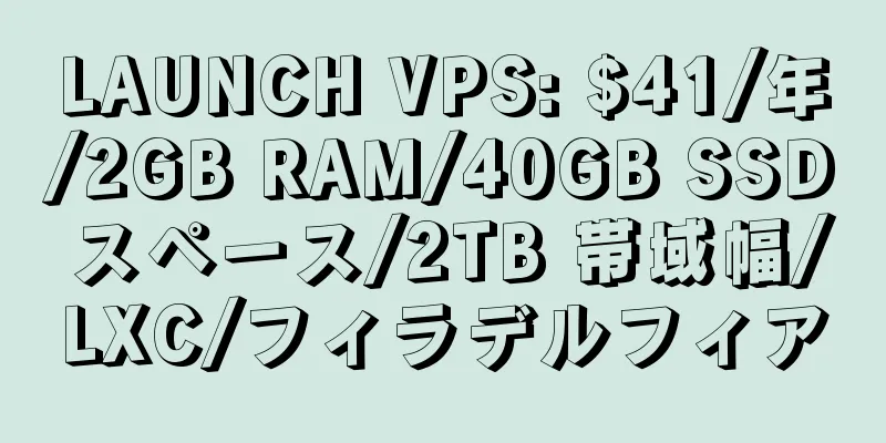 LAUNCH VPS: $41/年/2GB RAM/40GB SSD スペース/2TB 帯域幅/LXC/フィラデルフィア