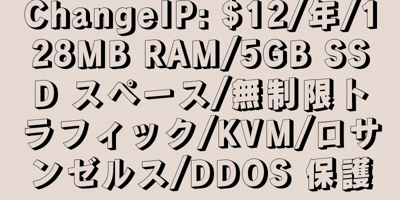 ChangeIP: $12/年/128MB RAM/5GB SSD スペース/無制限トラフィック/KVM/ロサンゼルス/DDOS 保護