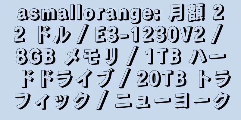 asmallorange: 月額 22 ドル / E3-1230V2 / 8GB メモリ / 1TB ハードドライブ / 20TB トラフィック / ニューヨーク