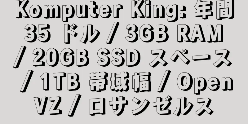 Komputer King: 年間 35 ドル / 3GB RAM / 20GB SSD スペース / 1TB 帯域幅 / OpenVZ / ロサンゼルス