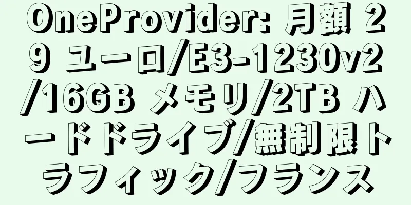 OneProvider: 月額 29 ユーロ/E3-1230v2/16GB メモリ/2TB ハードドライブ/無制限トラフィック/フランス