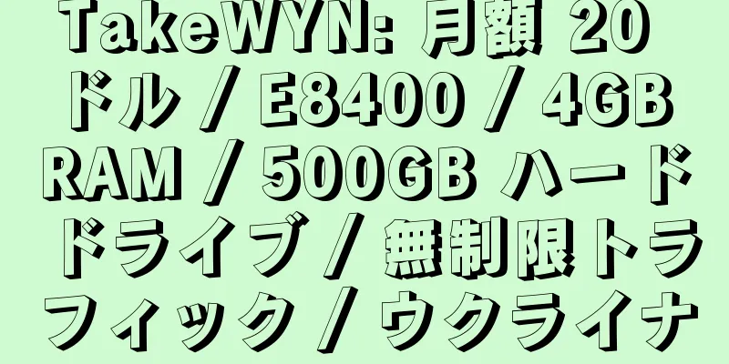 TakeWYN: 月額 20 ドル / E8400 / 4GB RAM / 500GB ハードドライブ / 無制限トラフィック / ウクライナ