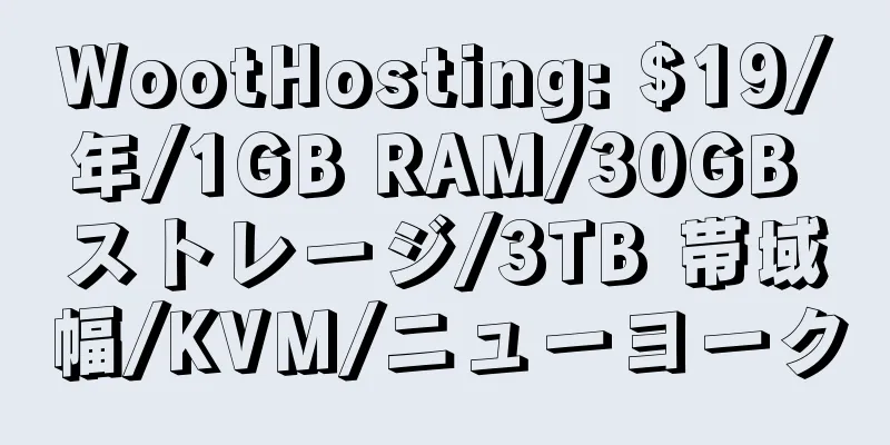 WootHosting: $19/年/1GB RAM/30GB ストレージ/3TB 帯域幅/KVM/ニューヨーク