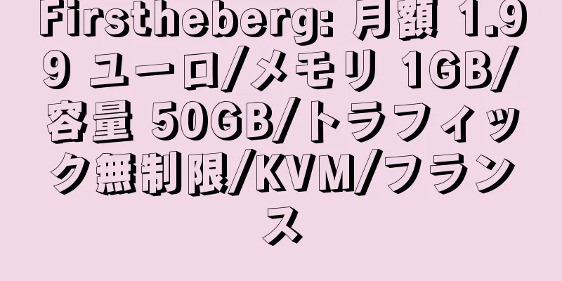 Firstheberg: 月額 1.99 ユーロ/メモリ 1GB/容量 50GB/トラフィック無制限/KVM/フランス