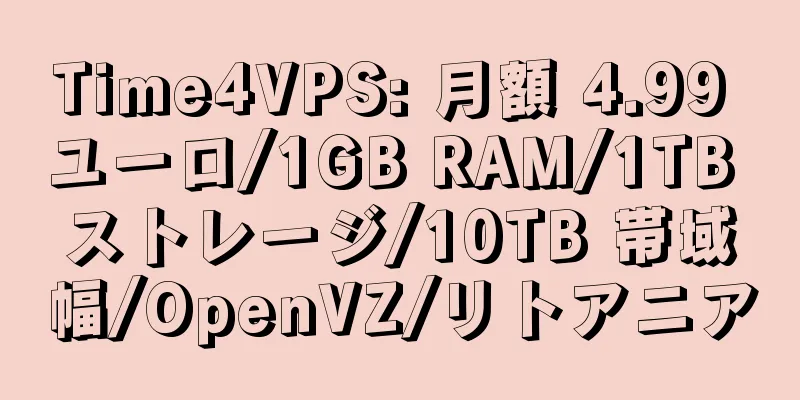 Time4VPS: 月額 4.99 ユーロ/1GB RAM/1TB ストレージ/10TB 帯域幅/OpenVZ/リトアニア