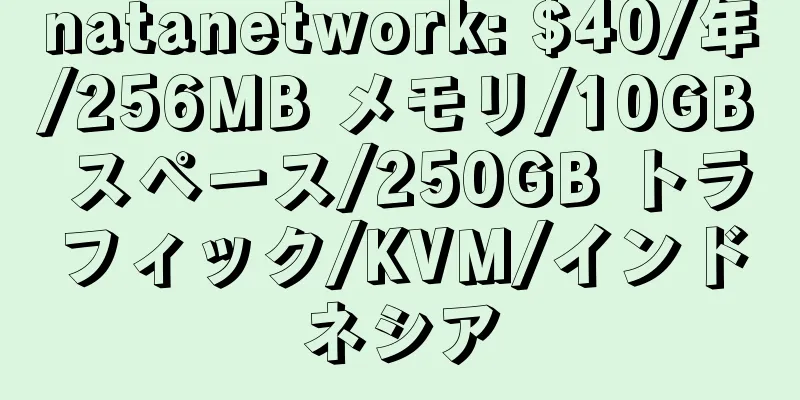 natanetwork: $40/年/256MB メモリ/10GB スペース/250GB トラフィック/KVM/インドネシア