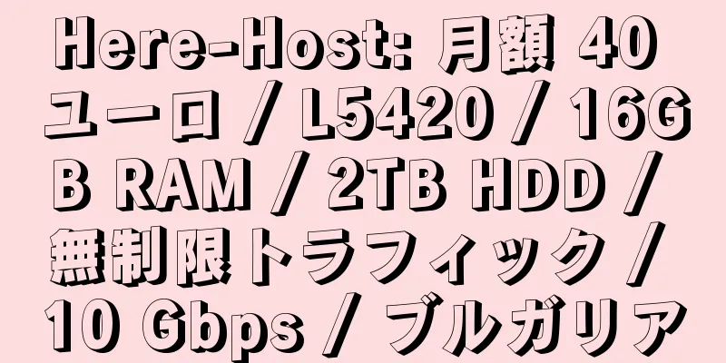 Here-Host: 月額 40 ユーロ / L5420 / 16GB RAM / 2TB HDD / 無制限トラフィック / 10 Gbps / ブルガリア