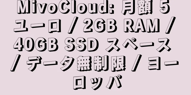 MivoCloud: 月額 5 ユーロ / 2GB RAM / 40GB SSD スペース / データ無制限 / ヨーロッパ