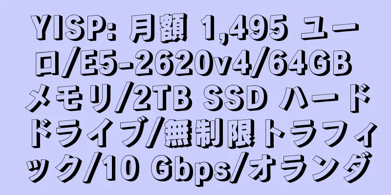 YISP: 月額 1,495 ユーロ/E5-2620v4/64GB メモリ/2TB SSD ハードドライブ/無制限トラフィック/10 Gbps/オランダ