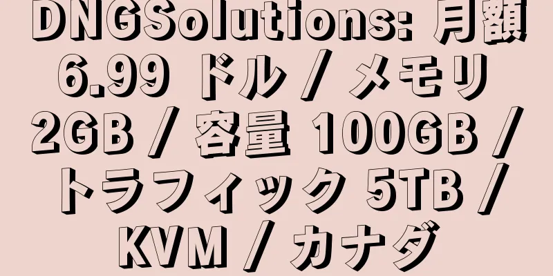 DNGSolutions: 月額 6.99 ドル / メモリ 2GB / 容量 100GB / トラフィック 5TB / KVM / カナダ