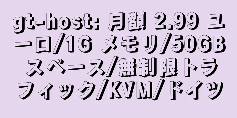 gt-host: 月額 2.99 ユーロ/1G メモリ/50GB スペース/無制限トラフィック/KVM/ドイツ