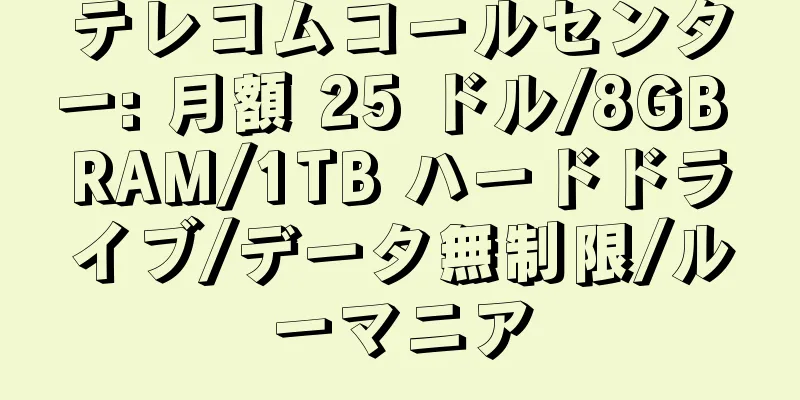 テレコムコールセンター: 月額 25 ドル/8GB RAM/1TB ハードドライブ/データ無制限/ルーマニア