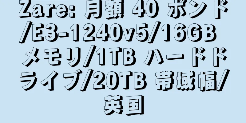 Zare: 月額 40 ポンド/E3-1240v5/16GB メモリ/1TB ハードドライブ/20TB 帯域幅/英国