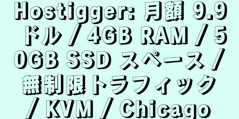 Hostigger: 月額 9.9 ドル / 4GB RAM / 50GB SSD スペース / 無制限トラフィック / KVM / Chicago