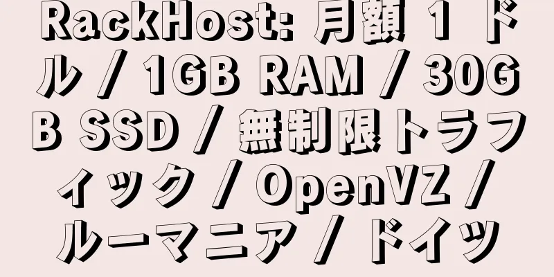 RackHost: 月額 1 ドル / 1GB RAM / 30GB SSD / 無制限トラフィック / OpenVZ / ルーマニア / ドイツ