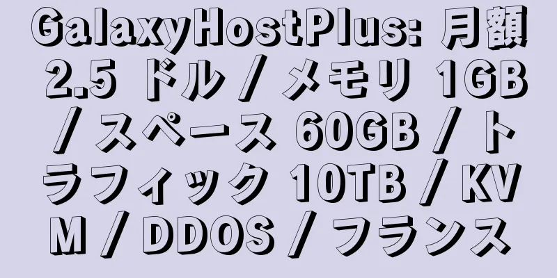 GalaxyHostPlus: 月額 2.5 ドル / メモリ 1GB / スペース 60GB / トラフィック 10TB / KVM / DDOS / フランス