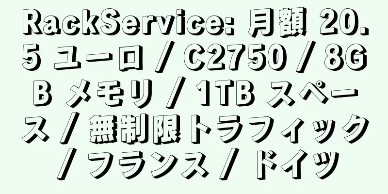 RackService: 月額 20.5 ユーロ / C2750 / 8GB メモリ / 1TB スペース / 無制限トラフィック / フランス / ドイツ