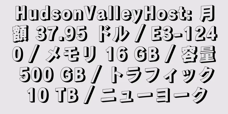 HudsonValleyHost: 月額 37.95 ドル / E3-1240 / メモリ 16 GB / 容量 500 GB / トラフィック 10 TB / ニューヨーク