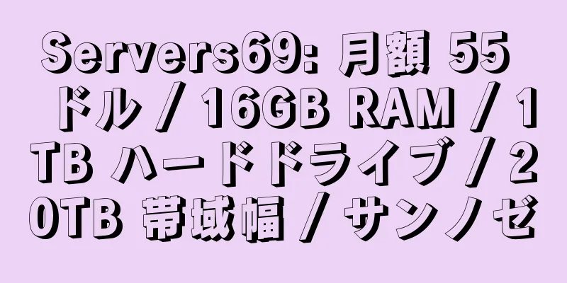 Servers69: 月額 55 ドル / 16GB RAM / 1TB ハードドライブ / 20TB 帯域幅 / サンノゼ