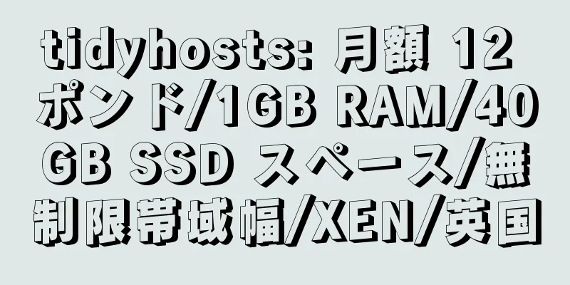 tidyhosts: 月額 12 ポンド/1GB RAM/40GB SSD スペース/無制限帯域幅/XEN/英国