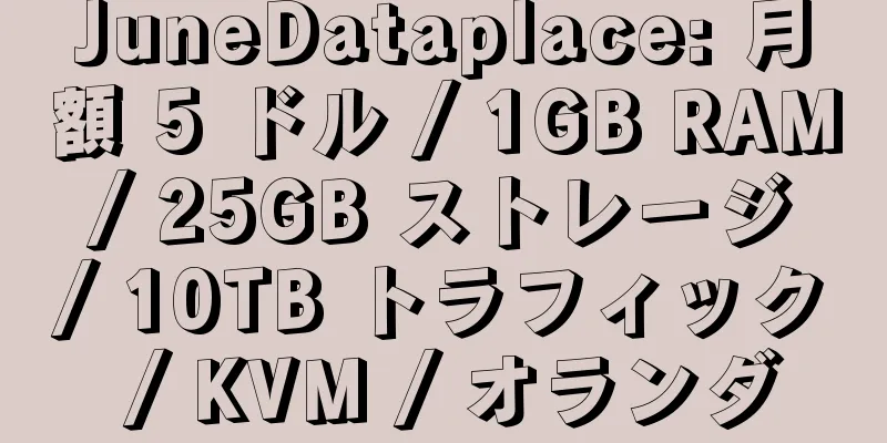 JuneDataplace: 月額 5 ドル / 1GB RAM / 25GB ストレージ / 10TB トラフィック / KVM / オランダ