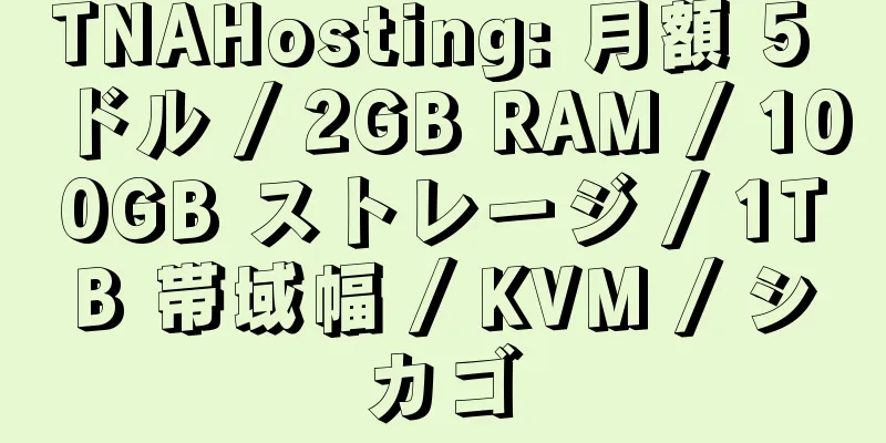 TNAHosting: 月額 5 ドル / 2GB RAM / 100GB ストレージ / 1TB 帯域幅 / KVM / シカゴ