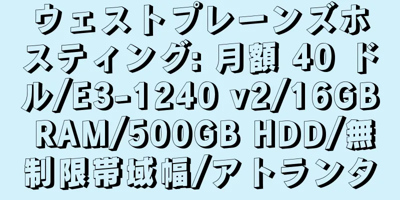 ウェストプレーンズホスティング: 月額 40 ドル/E3-1240 v2/16GB RAM/500GB HDD/無制限帯域幅/アトランタ