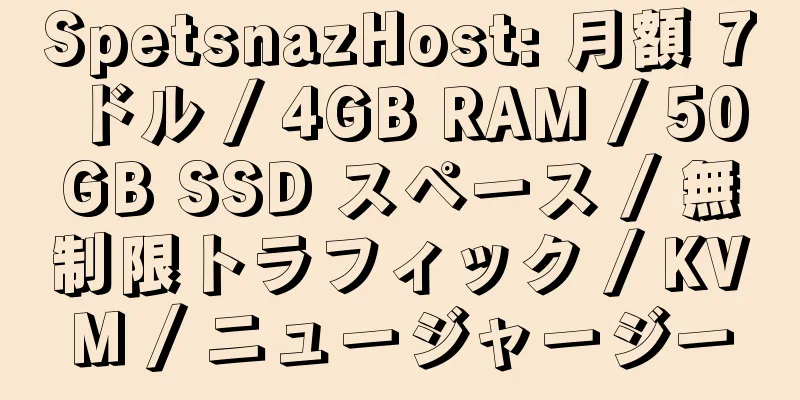 SpetsnazHost: 月額 7 ドル / 4GB RAM / 50GB SSD スペース / 無制限トラフィック / KVM / ニュージャージー