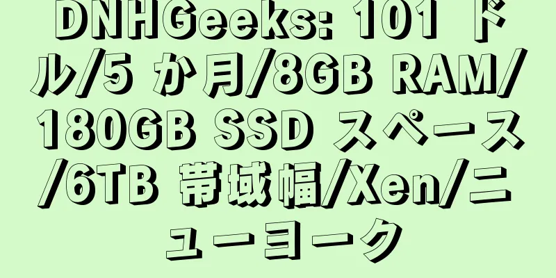 DNHGeeks: 101 ドル/5 か月/8GB RAM/180GB SSD スペース/6TB 帯域幅/Xen/ニューヨーク