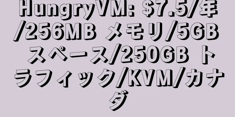 HungryVM: $7.5/年/256MB メモリ/5GB スペース/250GB トラフィック/KVM/カナダ