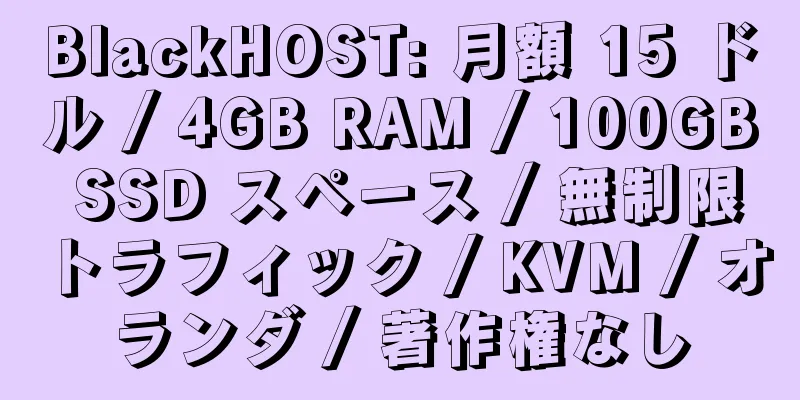 BlackHOST: 月額 15 ドル / 4GB RAM / 100GB SSD スペース / 無制限トラフィック / KVM / オランダ / 著作権なし