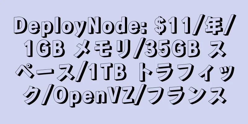 DeployNode: $11/年/1GB メモリ/35GB スペース/1TB トラフィック/OpenVZ/フランス