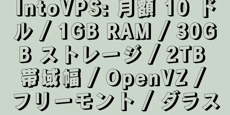 IntoVPS: 月額 10 ドル / 1GB RAM / 30GB ストレージ / 2TB 帯域幅 / OpenVZ / フリーモント / ダラス