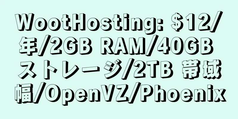 WootHosting: $12/年/2GB RAM/40GB ストレージ/2TB 帯域幅/OpenVZ/Phoenix