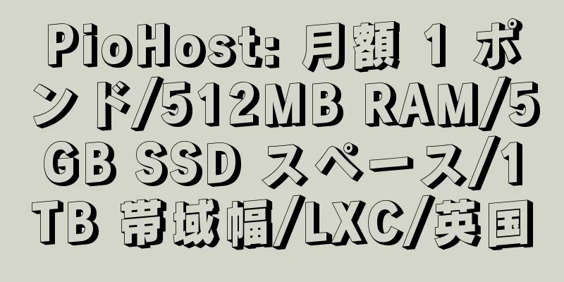 PioHost: 月額 1 ポンド/512MB RAM/5GB SSD スペース/1TB 帯域幅/LXC/英国