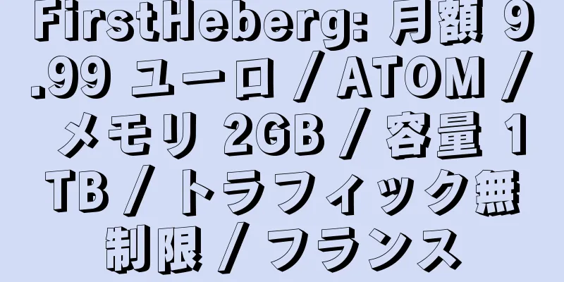 FirstHeberg: 月額 9.99 ユーロ / ATOM / メモリ 2GB / 容量 1TB / トラフィック無制限 / フランス