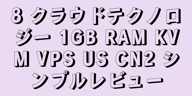 8 クラウドテクノロジー 1GB RAM KVM VPS US CN2 シンプルレビュー