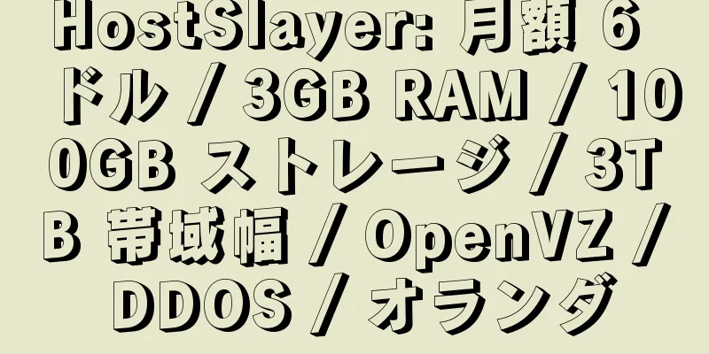 HostSlayer: 月額 6 ドル / 3GB RAM / 100GB ストレージ / 3TB 帯域幅 / OpenVZ / DDOS / オランダ