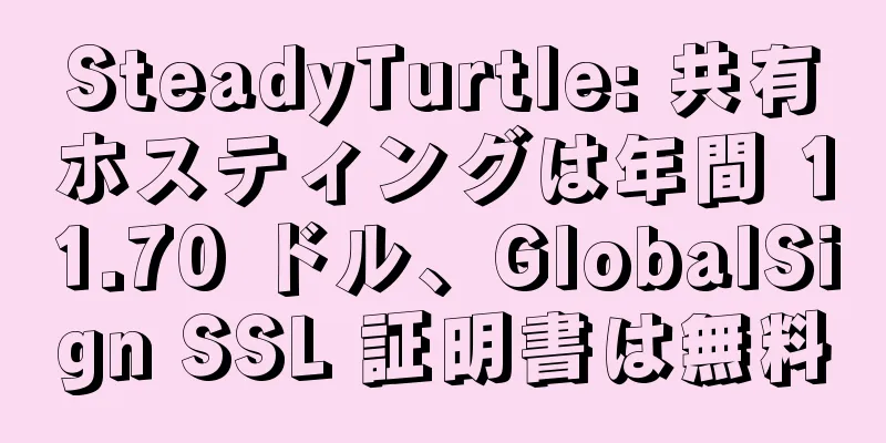 SteadyTurtle: 共有ホスティングは年間 11.70 ドル、GlobalSign SSL 証明書は無料