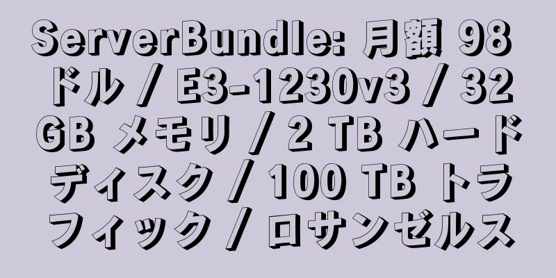 ServerBundle: 月額 98 ドル / E3-1230v3 / 32 GB メモリ / 2 TB ハードディスク / 100 TB トラフィック / ロサンゼルス